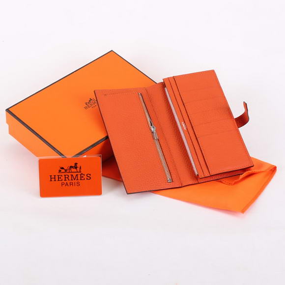 Cheap Fake Hermes Bearn Japonaise Bi-Fold A208 Orange